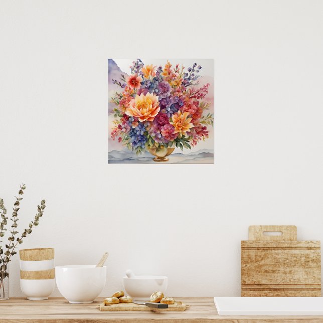 Affiche Elégance de pierres précieuses Aquarelle vive Flor (Cuisine)