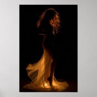 Affiche Élégance de Silhouette Dorée Art