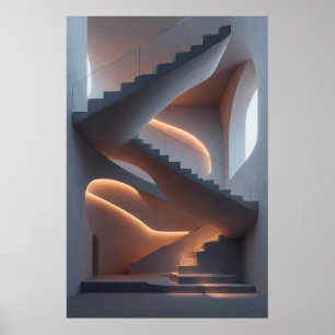 Affiche Élégance des fluides : Un escalier spiral sculptur
