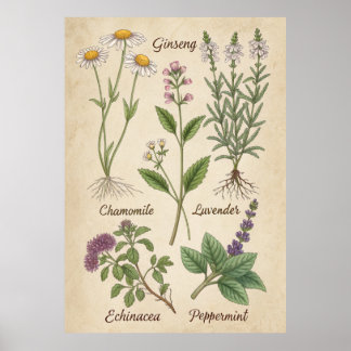 Affiche Élégance des plantes : Contes médicinaux en encre 