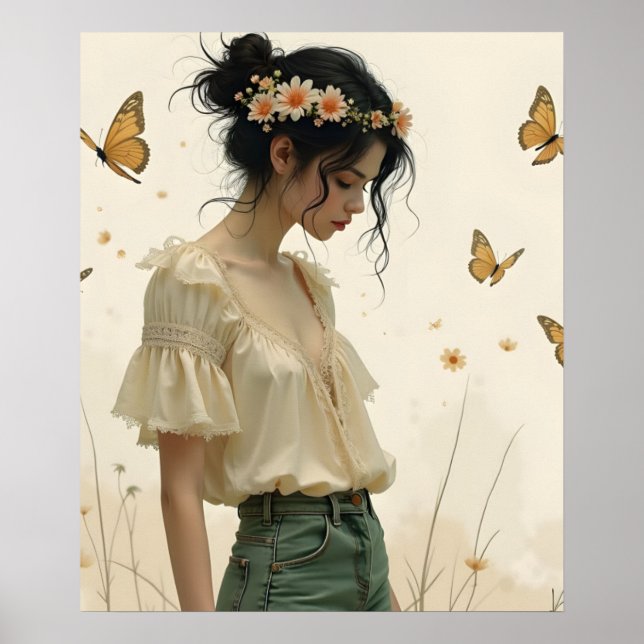 Affiche Élégance Douce dans une Danse de Papillon (Devant)