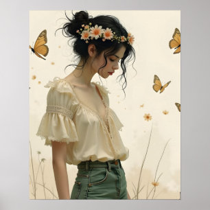Affiche Élégance Douce dans une Danse de Papillon