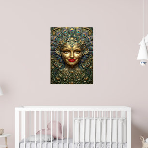 Affiche Élégance du Paon – Portrait Fantastique Décoratif