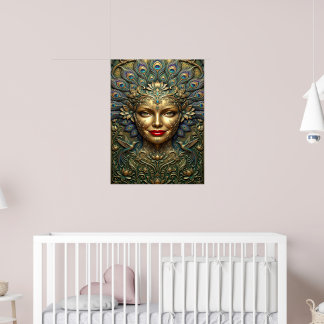 Affiche Élégance du Paon – Portrait Fantastique Décoratif