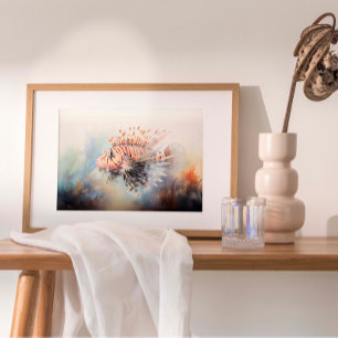 Affiche Élégance du poisson-Lion : Aquarelle du bijou de l