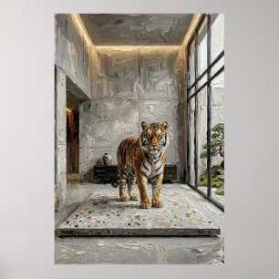 Affiche Élégance du Tigre Architectural – Luxe Minimaliste