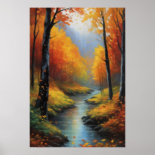 Affiche Élégance en baisse, feuilles d'automne (Devant)