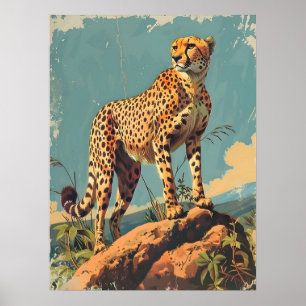 Affiche Élégance en bandes : Cheetah Vintage