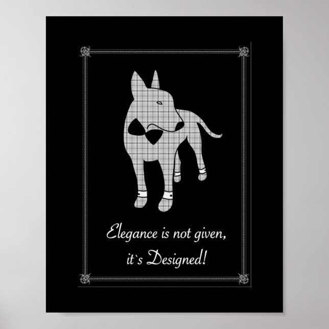 Affiche Elegance English Bull Terrier cravate noire art an (Devant)