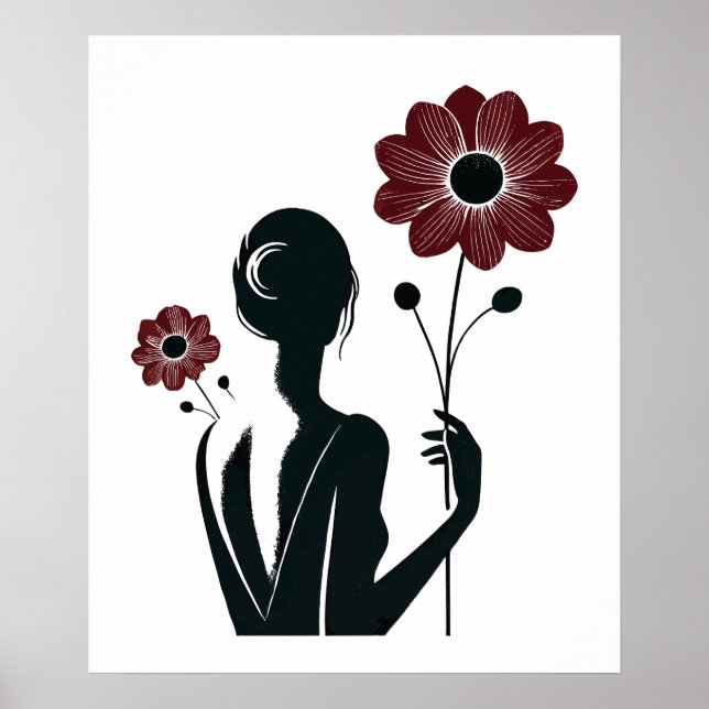 Affiche Élégance Ethérée - Femme & Fleurs (Devant)