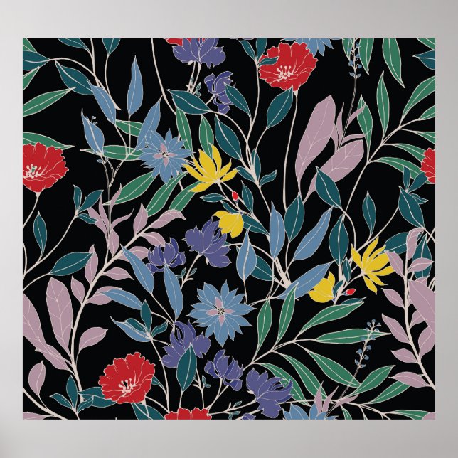 Affiche Élégance florale : Arrière - plan Vintage Abstrait (Devant)