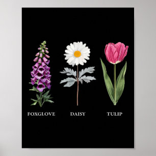 Affiche Élégance florale Foxglove Daisy Tulip Design