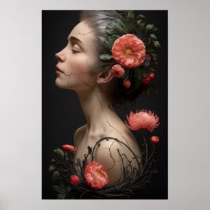 Affiche Élégance fracturée - Fleurs de l'âme