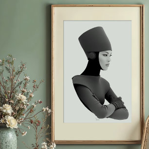 Affiche Élégance futuriste : Portrait Royal monochrome