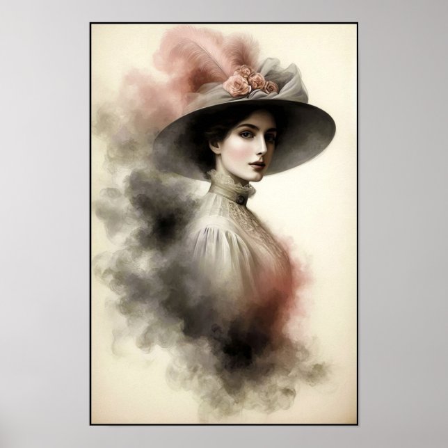 Affiche Élégance Intemporelle dans un Portrait Enfumé (Devant)