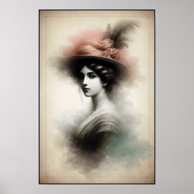 Affiche Élégance Intemporelle dans un Portrait Enfumé (Devant)