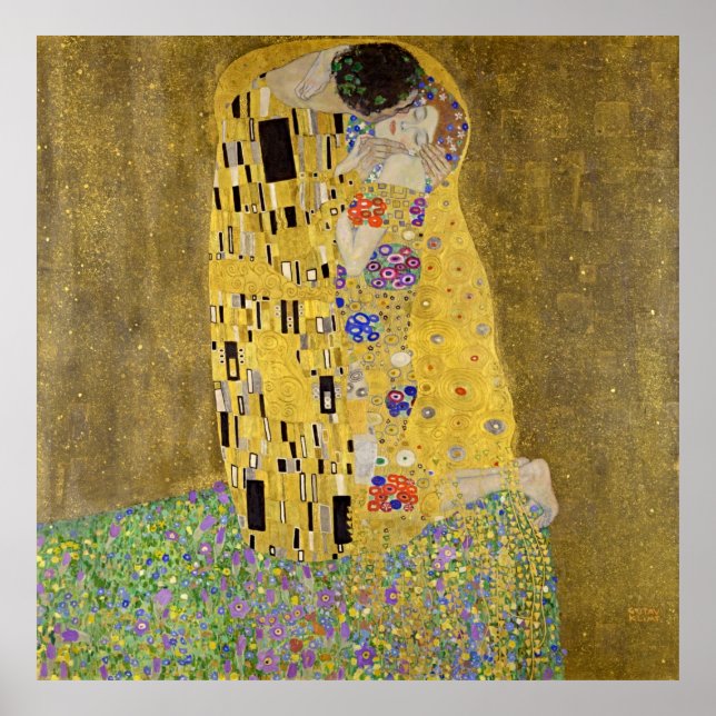 Affiche Elégance intemporelle : Le baiser de Gustav Klimt (Devant)