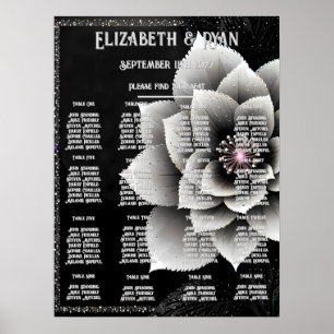Affiche Élégance Intemporelle : Mariage Fleur Noire et Arg