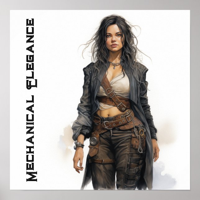 Affiche Élégance mécanique Steampunk Jeune femme (Devant)