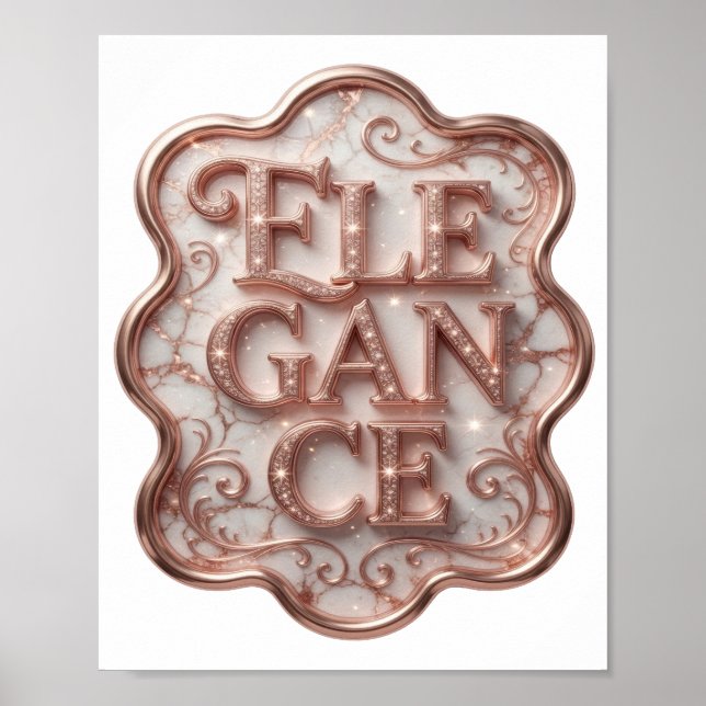 Affiche Élégance Rose Élégante Art Vestimentaire (Devant)