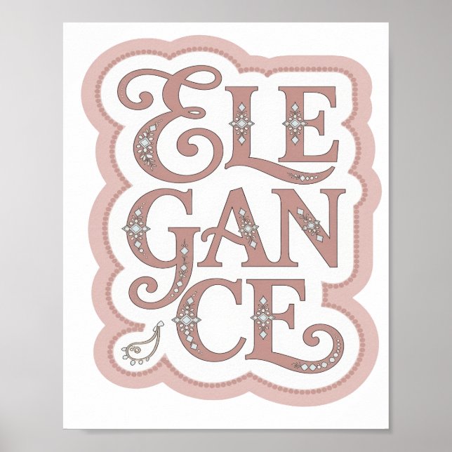 Affiche Élégance Rose Joueuse Art Textuel 3D (Devant)