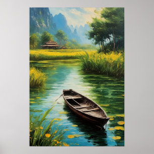 Affiche Élégance rurale, Campagne Lac Marécageux