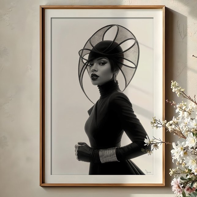 Affiche Élégance sculpturale : Casquette monochrome avant- (Créateur téléchargé)