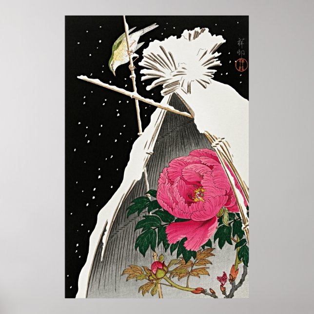 Affiche Elégance tranquille : Bluechat et Peony de Sibérie (Devant)