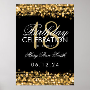Affiche Élégant 18ème anniversaire fête étincelle l'or