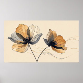 Affiche  Elegant 3D White Floral Bas-Relief Sculpture on M