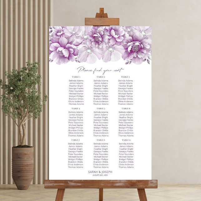 Affiche Élégant 9 Table Rose Mariage Plastique (Créateur téléchargé)