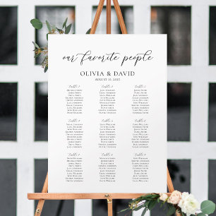Affiche Elégant 9 Tables Nos favoris Personnes Carte de si