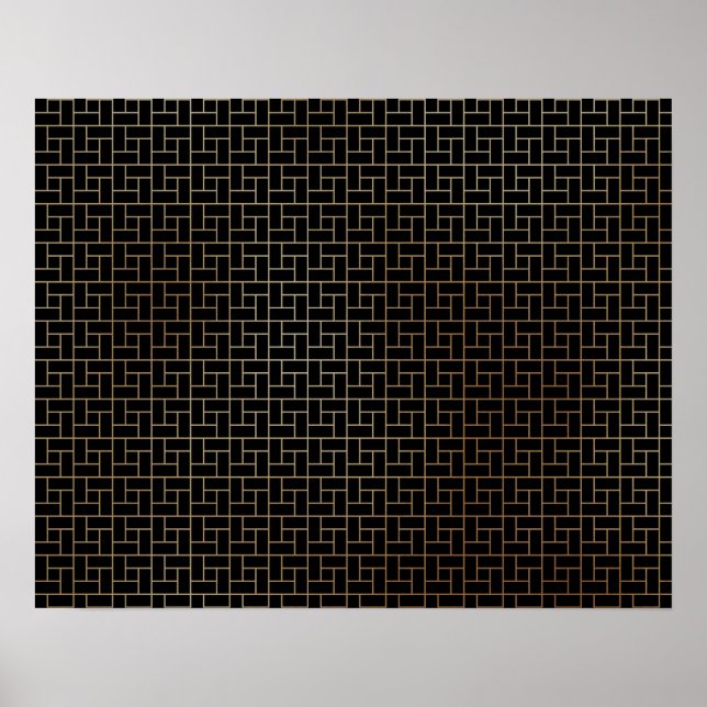 Affiche Élégant Abstrait de panier d'or Motif (Devant)