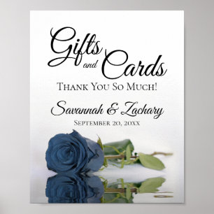 Affiche Élégant acier bleu Rose Cadeaux et Cartes Mariage