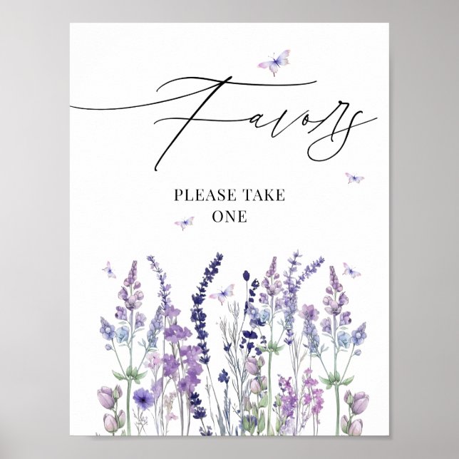 Affiche Élégant amour en fleurs signe de faveurs de douche (Devant)