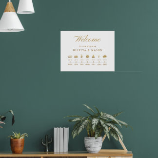 Affiche Elegant and Minimal Wedding Order of Events Sign 