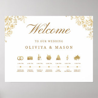Affiche Elegant and Minimal Wedding Order of Events Sign 