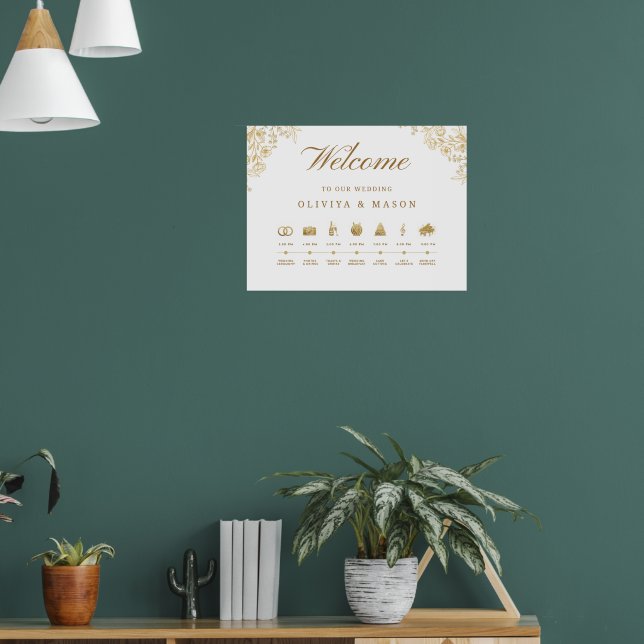 Affiche Elegant and Minimal Wedding Order of Events Sign  (Salon 1)