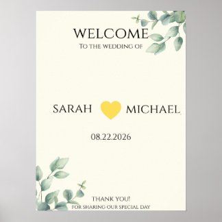 Affiche Elegant and minimalist Wedding Welcome Sign
