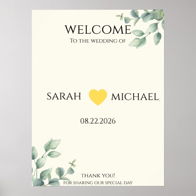 Affiche Elegant and minimalist Wedding Welcome Sign (Devant)