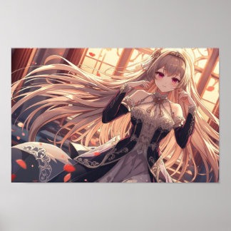 Affiche Elegant Anime Girl in Vintage Fantasy Dress – Roma