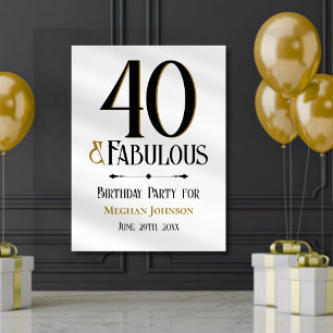 Affiche Elégant Anniversaire Minimaliste Quarante et Fabul