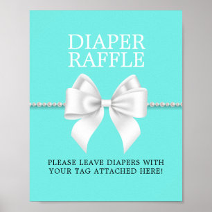 Affiche Elégant Aqua Tiffany Baby shower Déchets Raffle