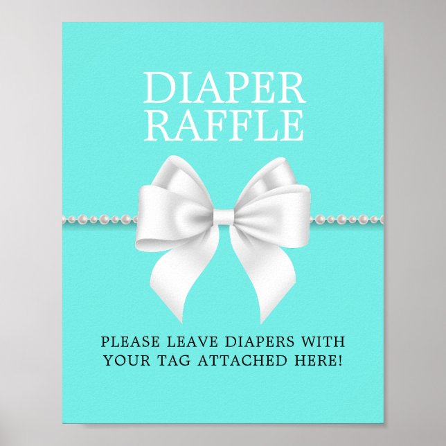 Affiche Elégant Aqua Tiffany Baby shower Déchets Raffle (Devant)