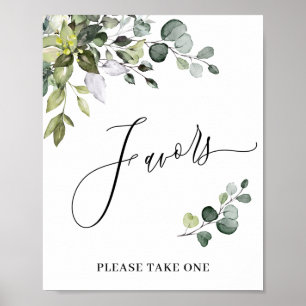 Affiche Élégant Aquarelle Eucalyptus Faveur Mariage Signal