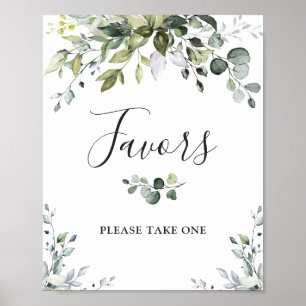 Affiche Élégant Aquarelle Eucalyptus Faveur Mariage Signal
