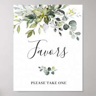 Affiche Élégant Aquarelle Eucalyptus Faveur Mariage Signal