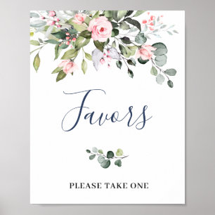 Affiche Élégant Aquarelle Eucalyptus Faveur Mariage Signal