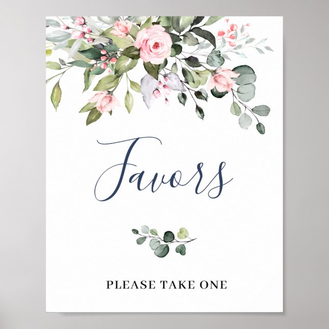 Affiche Élégant Aquarelle Eucalyptus Faveur Mariage Signal (Devant)