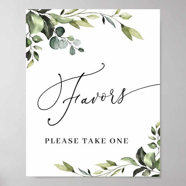 Affiche Élégant Aquarelle Eucalyptus Faveur Mariage Signal (Devant)